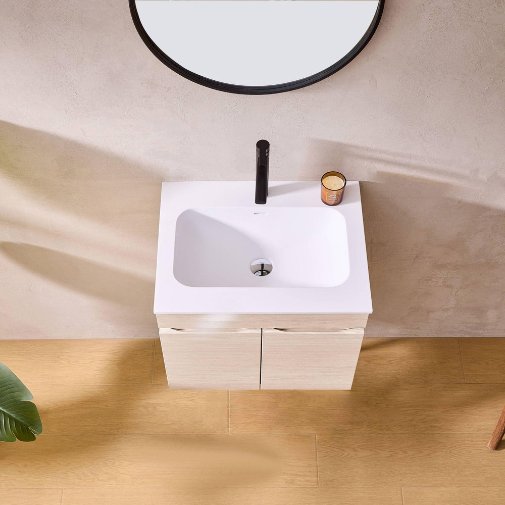 LUKKA CAMDEN MODERN COASTAL OAK 600MM SINGLE BOWL WALL HUNG VANITY