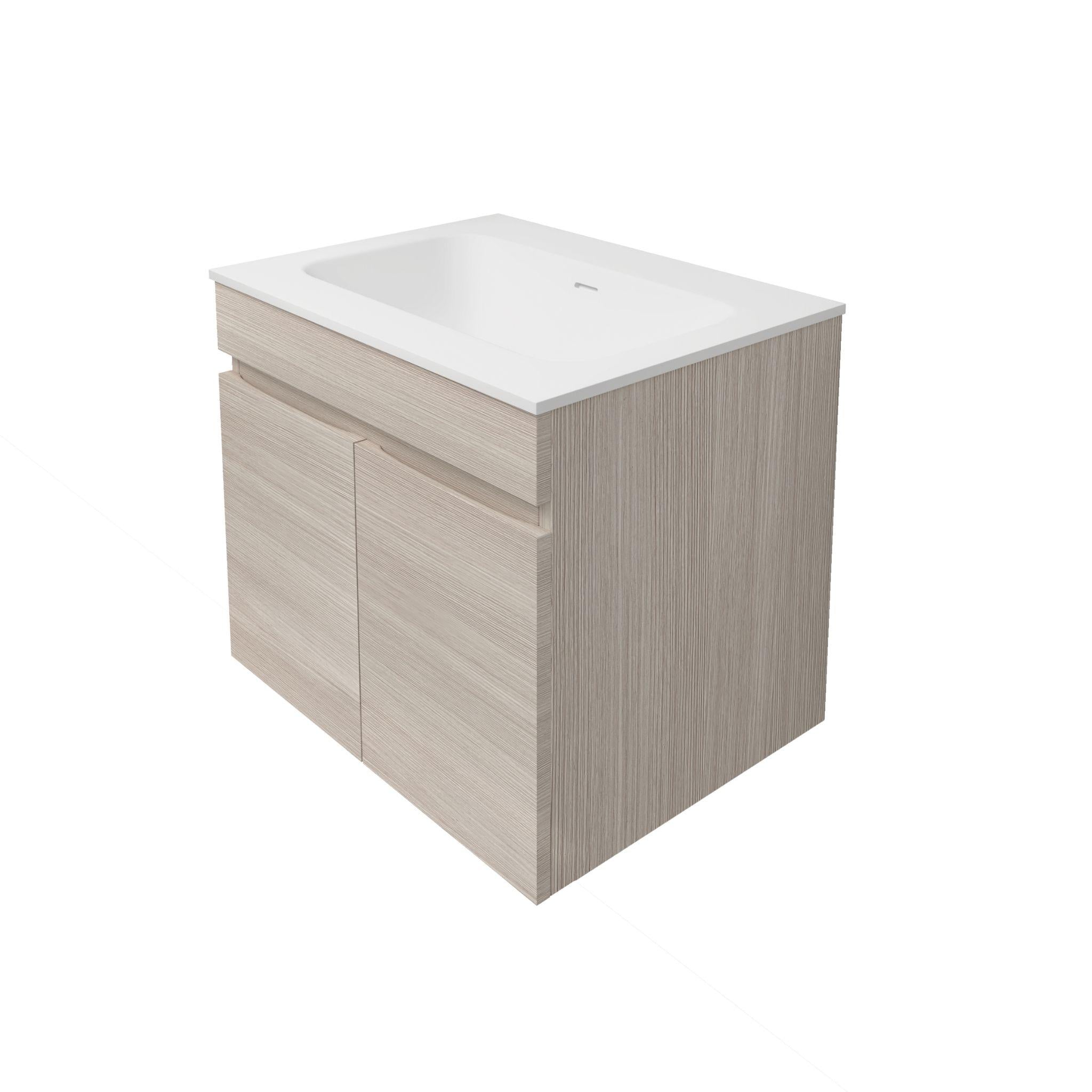 LUKKA CAMDEN MODERN COASTAL OAK 600MM SINGLE BOWL WALL HUNG VANITY