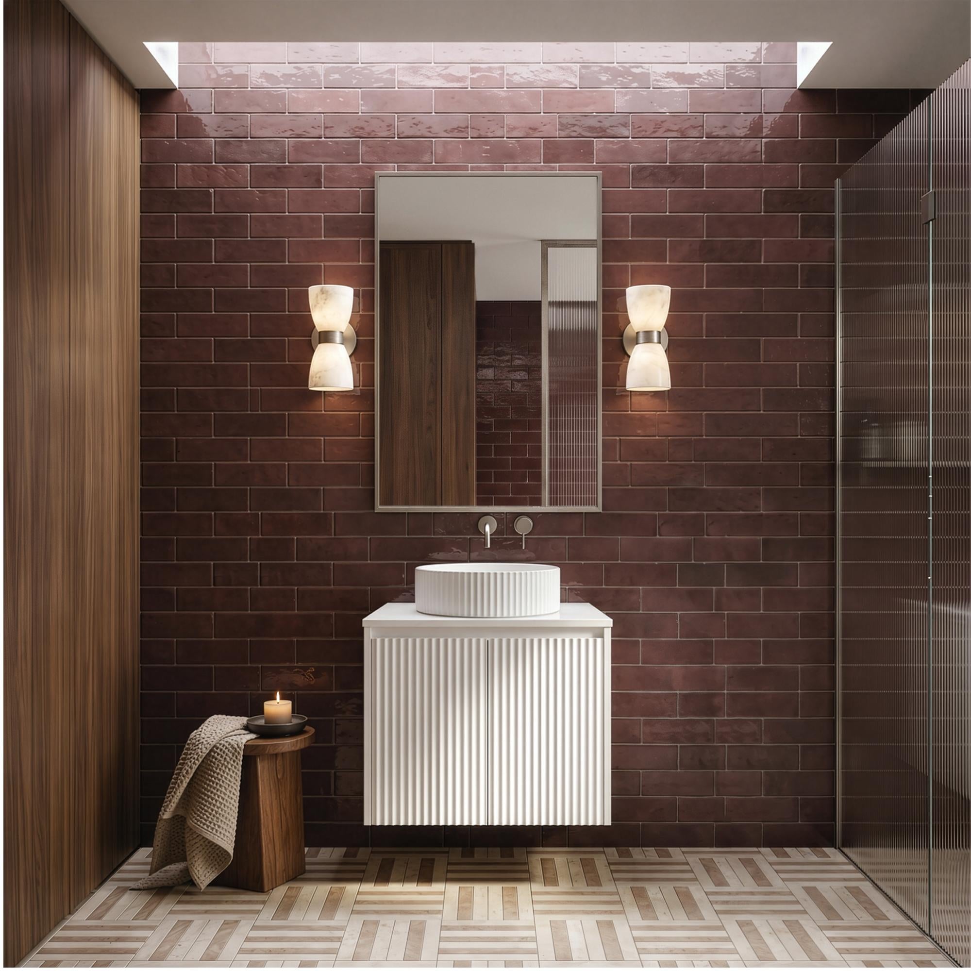 LUKKA CRETE MODERN MATTE WHITE 600MM SINGLE BOWL WALL HUNG VANITY