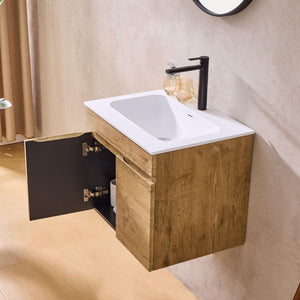 LUKKA CAMDEN MODERN PRIME OAK 600MM SINGLE BOWL WALL HUNG VANITY