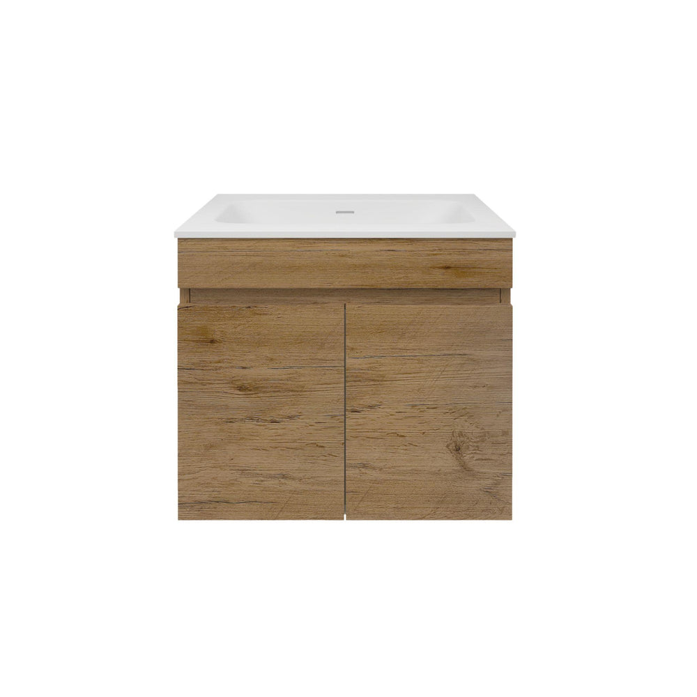 LUKKA CAMDEN MODERN PRIME OAK 600MM SINGLE BOWL WALL HUNG VANITY