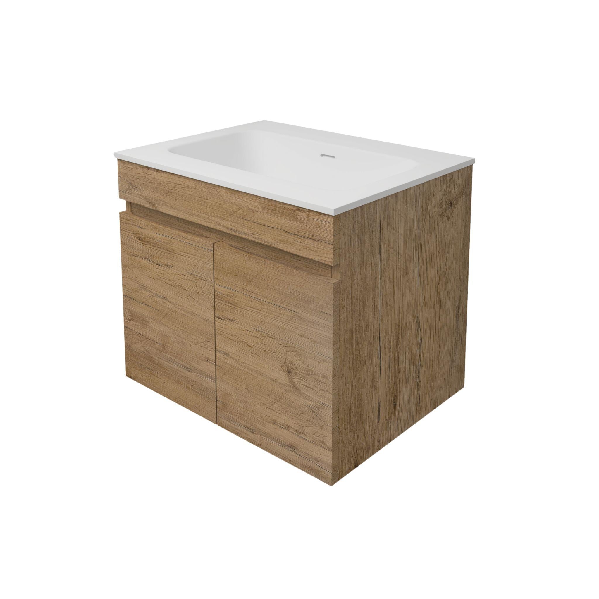 LUKKA CAMDEN MODERN PRIME OAK 600MM SINGLE BOWL WALL HUNG VANITY