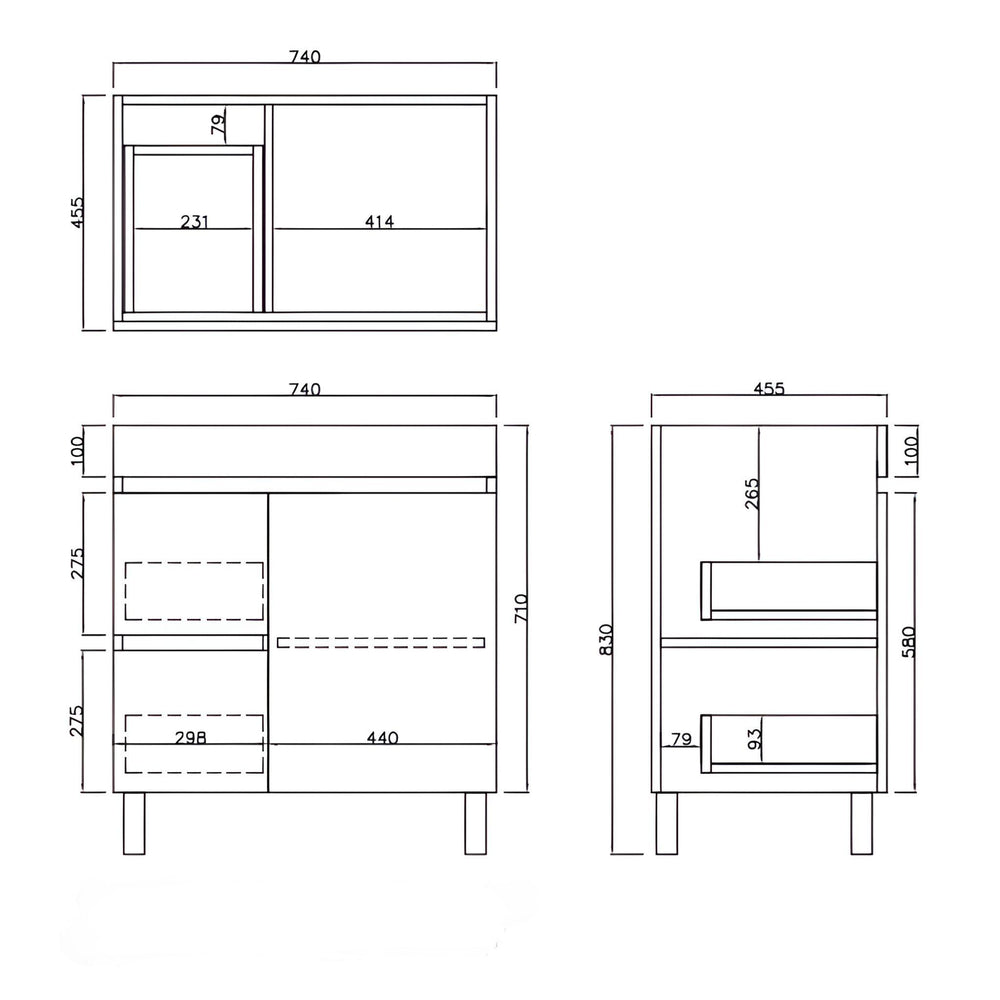 LUKKA CAMDEN MODERN COASTAL OAK 750MM SINGLE BOWL FLOOR STANDING VANITY (AVAILABLE IN LEFT AND RIGHT HAND DRAWER)