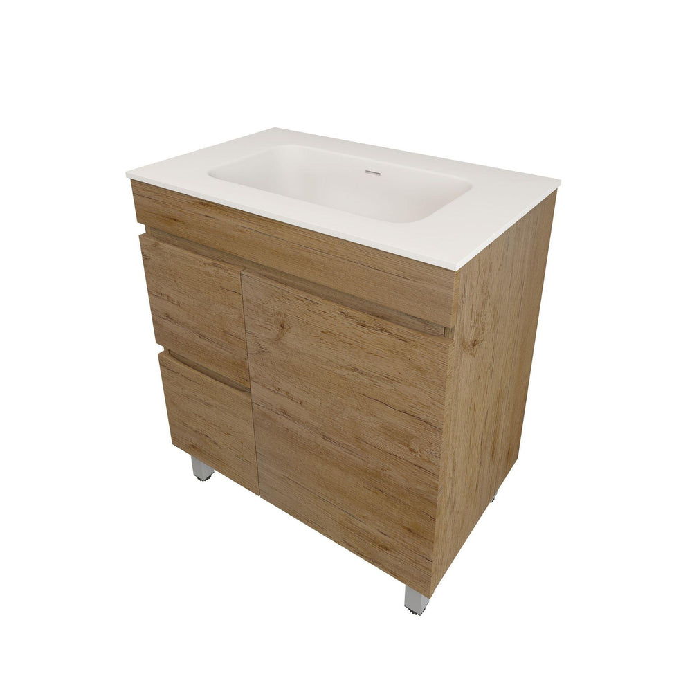 LUKKA CAMDEN MODERN PRIME OAK 750MM SINGLE BOWL FLOOR STANDING VANITY (AVAILABLE IN LEFT AND RIGHT HAND DRAWER)