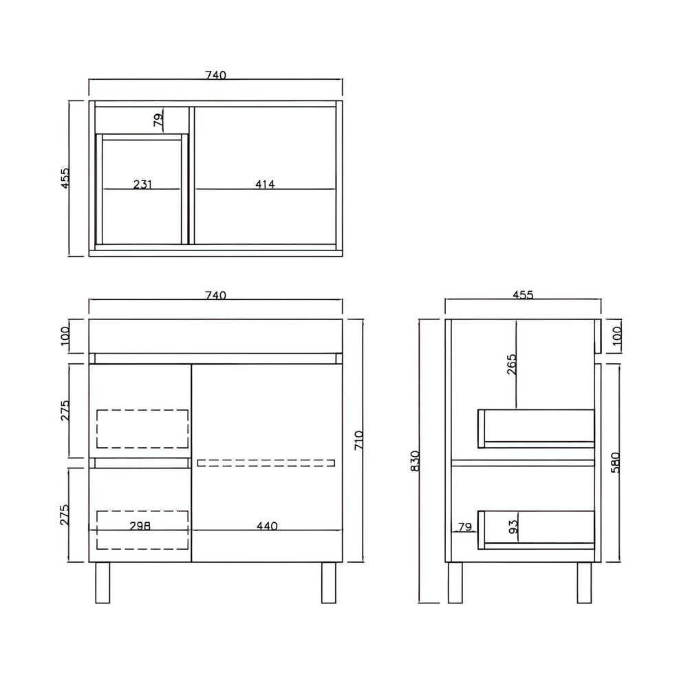LUKKA CAMDEN MODERN PRIME OAK 750MM SINGLE BOWL FLOOR STANDING VANITY (AVAILABLE IN LEFT AND RIGHT HAND DRAWER)