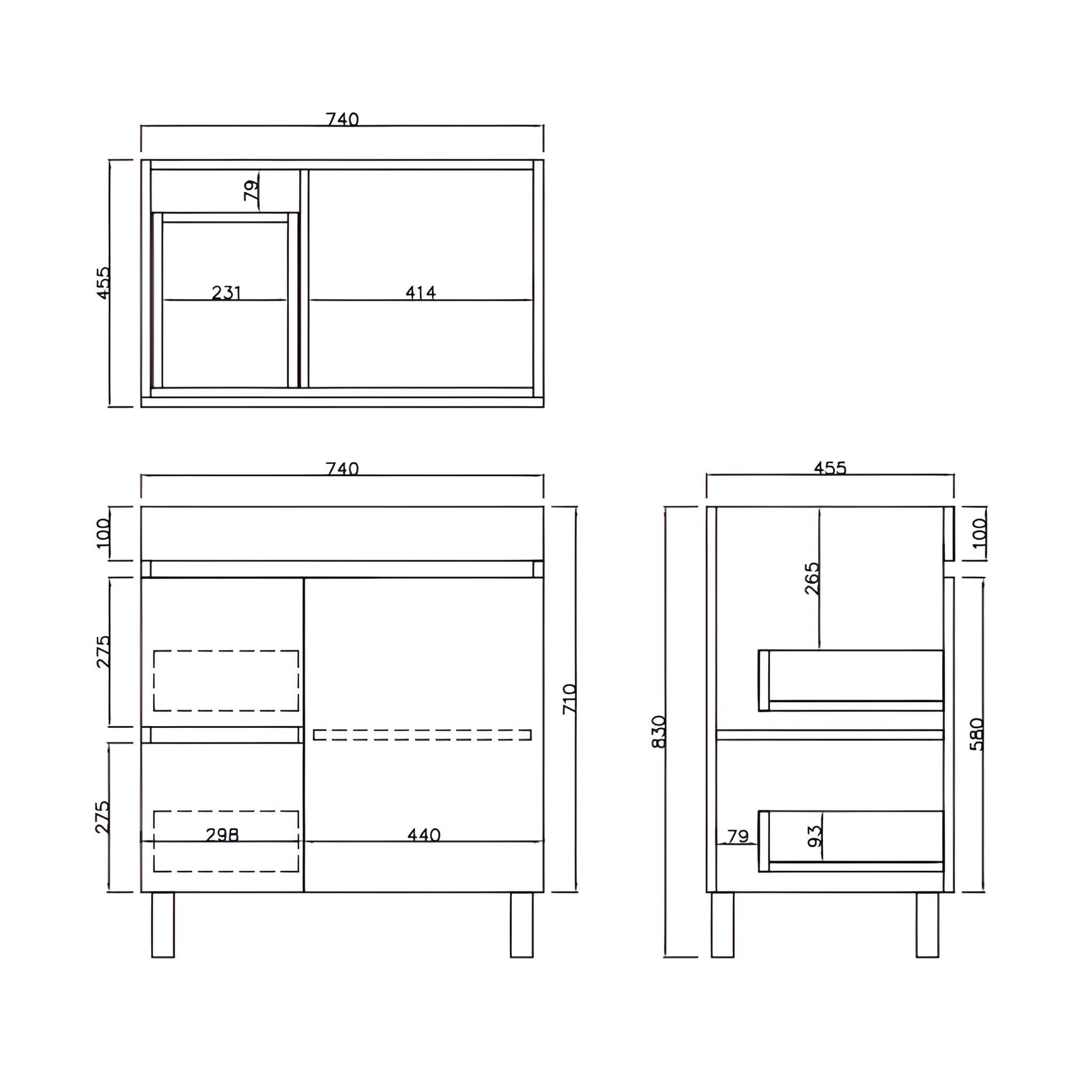 LUKKA CAMDEN MODERN PRIME OAK 750MM SINGLE BOWL FLOOR STANDING VANITY (AVAILABLE IN LEFT AND RIGHT HAND DRAWER)