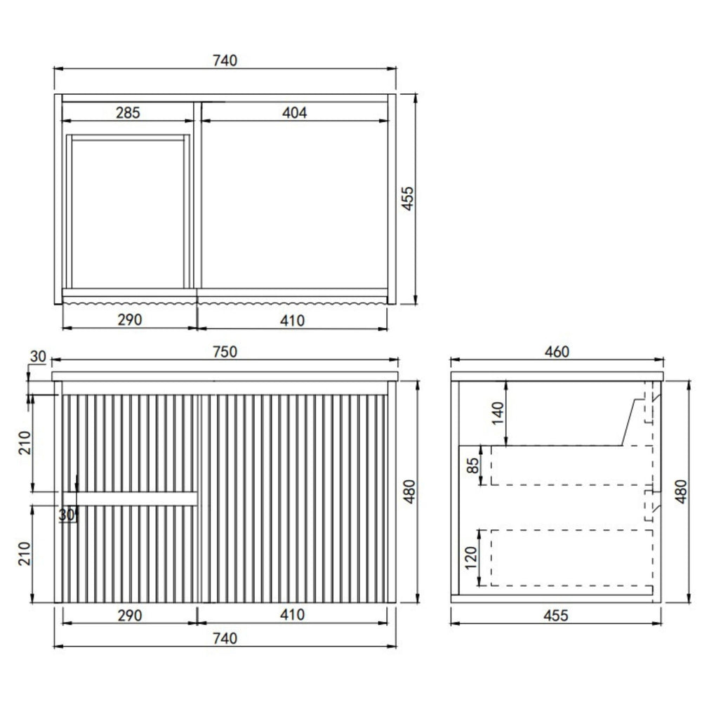 LUKKA CRETE MODERN MATTE WHITE 750MM SINGLE BOWL WALL HUNG VANITY (AVAILABLE IN LEFT AND RIGHT HAND DRAWER)
