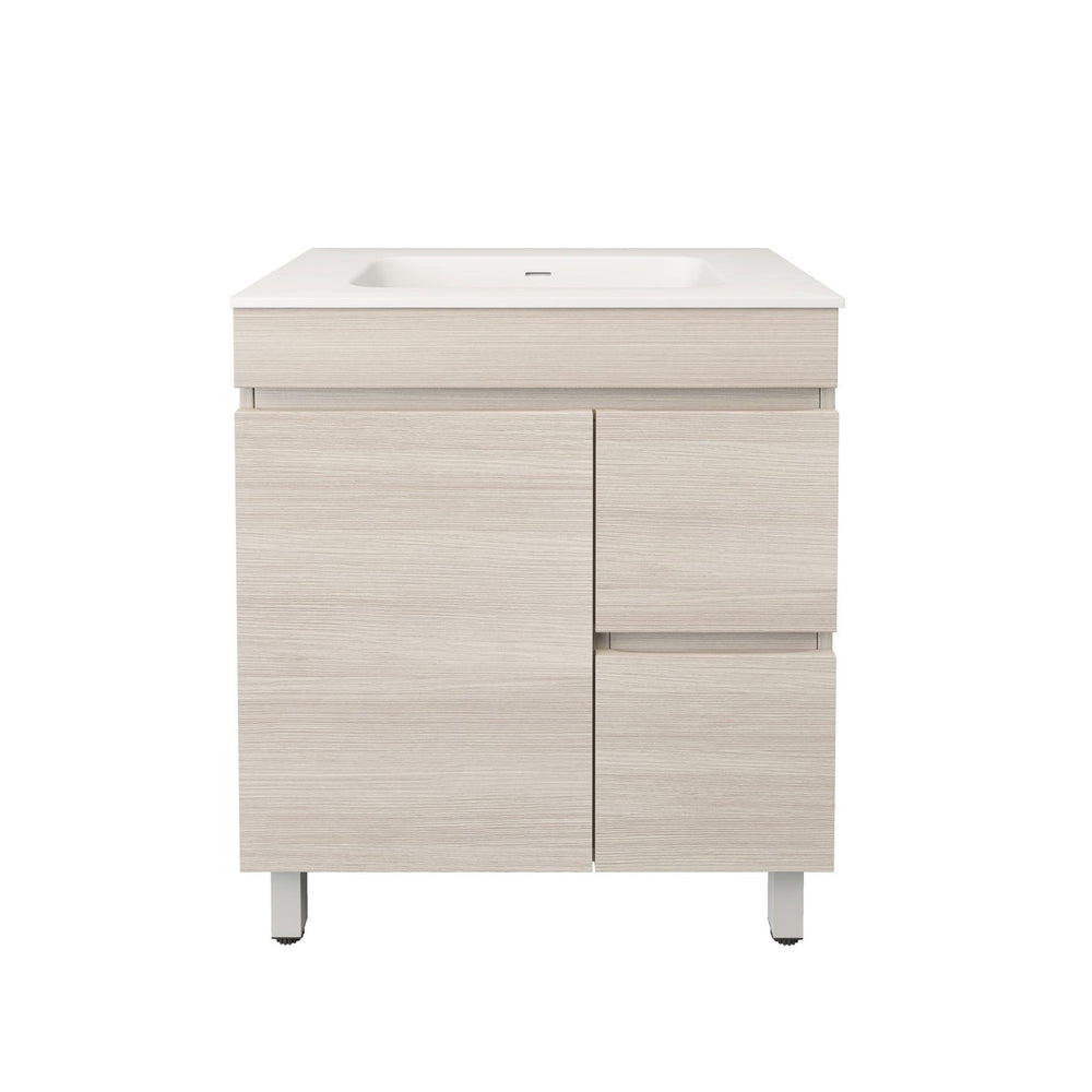 LUKKA CAMDEN MODERN COASTAL OAK 750MM SINGLE BOWL FLOOR STANDING VANITY (AVAILABLE IN LEFT AND RIGHT HAND DRAWER)