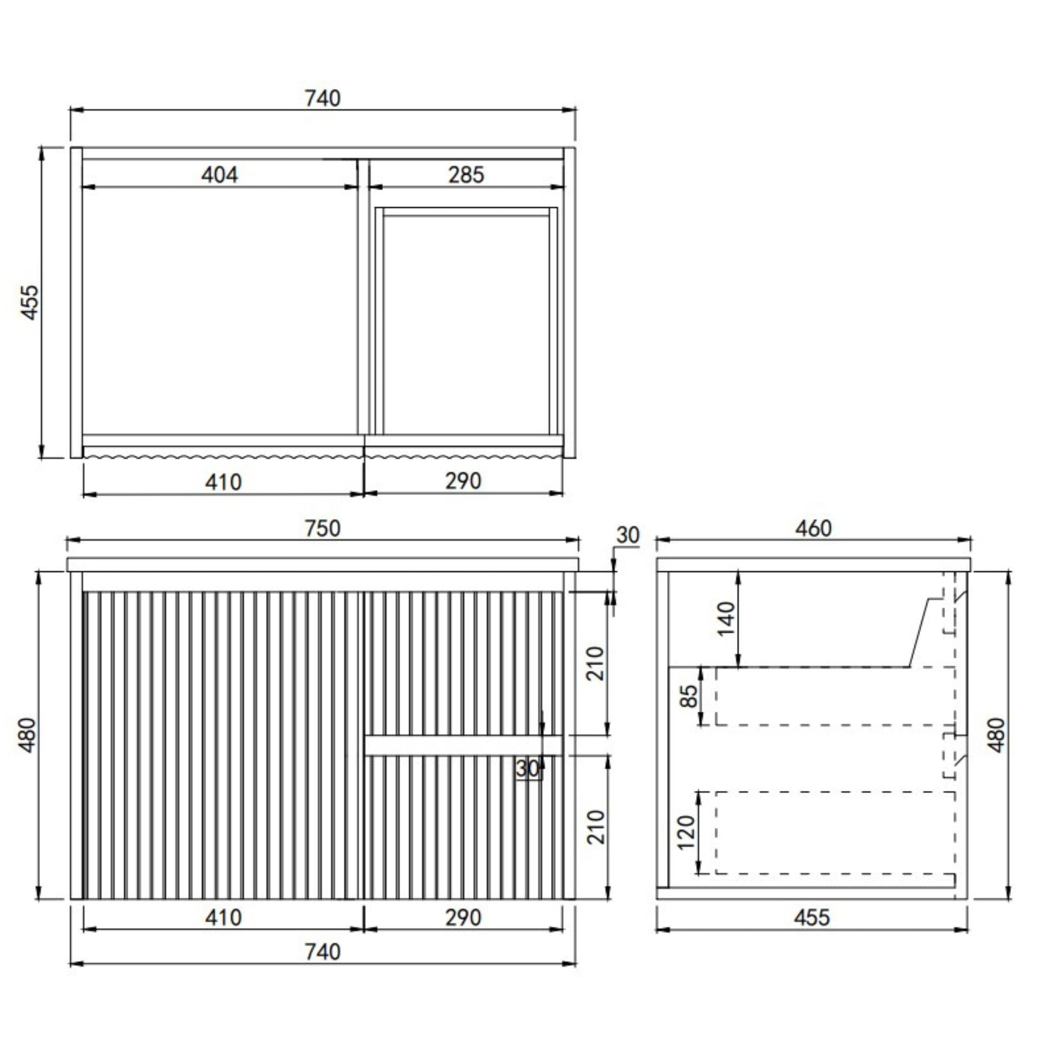 LUKKA CRETE MODERN MATTE BLACK 750MM SINGLE BOWL WALL HUNG VANITY (AVAILABLE IN LEFT AND RIGHT HAND DRAWER)