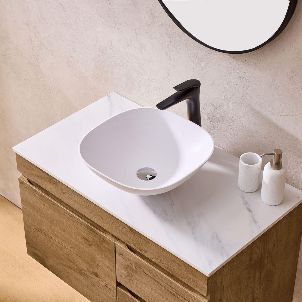 LUKKA CAMDEN MODERN PRIME OAK 750MM SINGLE BOWL WALL HUNG VANITY (AVAILABLE IN LEFT AND RIGHT HAND DRAWER)