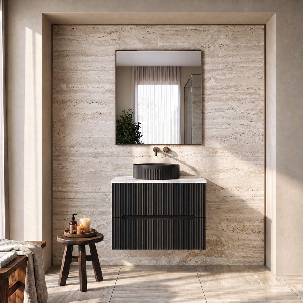 LUKKA CABARITA MODERN MATTE BLACK 750MM SINGLE BOWL WALL HUNG VANITY