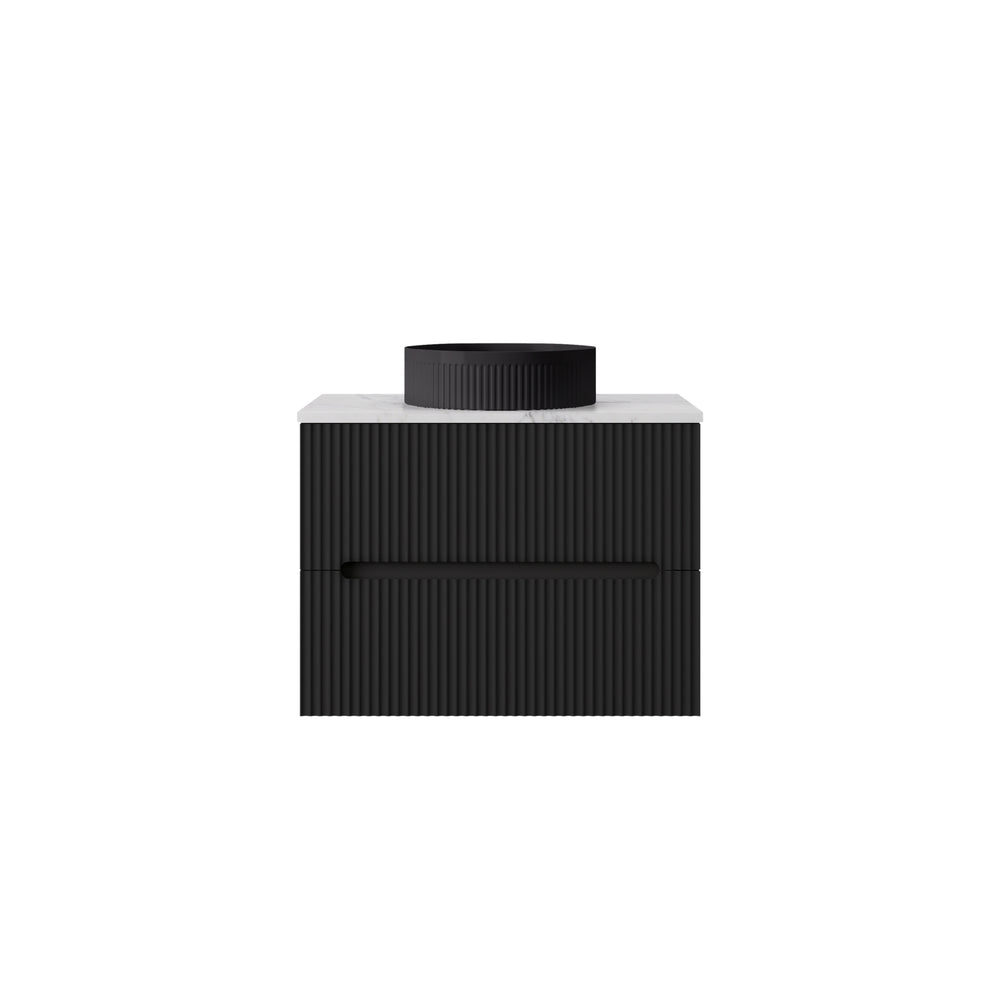 LUKKA CABARITA MODERN MATTE BLACK 750MM SINGLE BOWL WALL HUNG VANITY