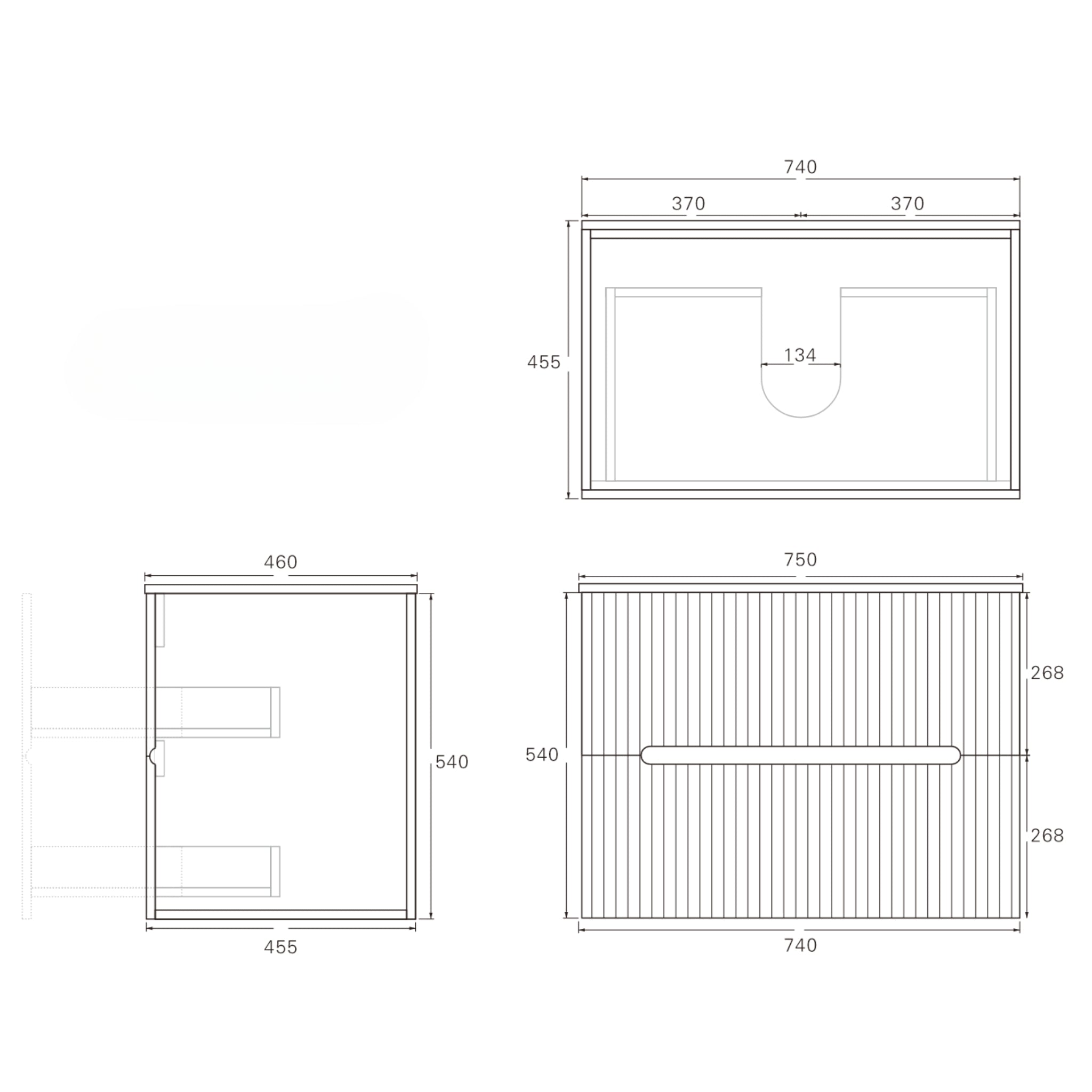 LUKKA CABARITA MATTE WHITE 750MM SINGLE BOWL WALL HUNG VANITY