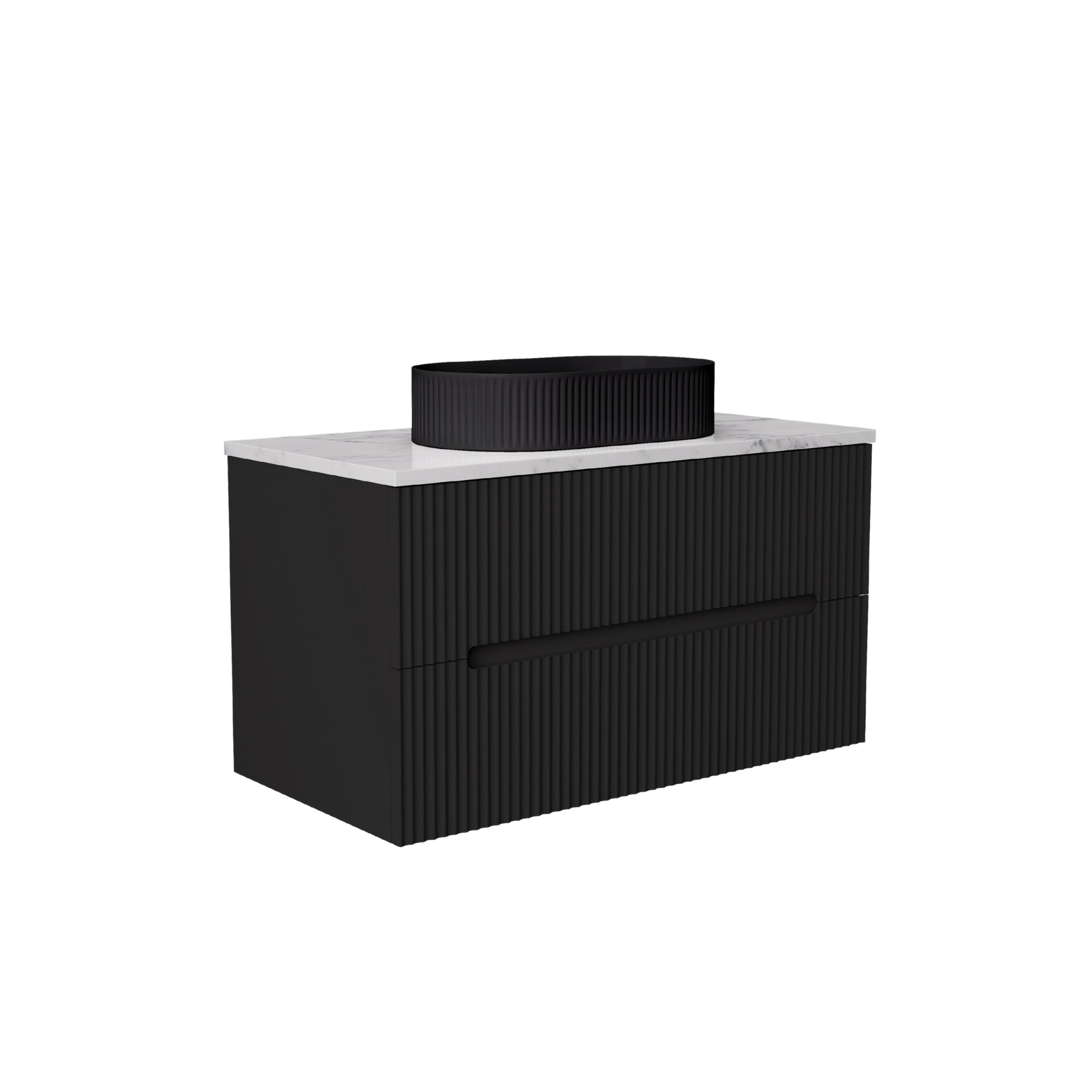 LUKKA CABARITA MODERN MATTE BLACK 900MM SINGLE BOWL WALL HUNG VANITY