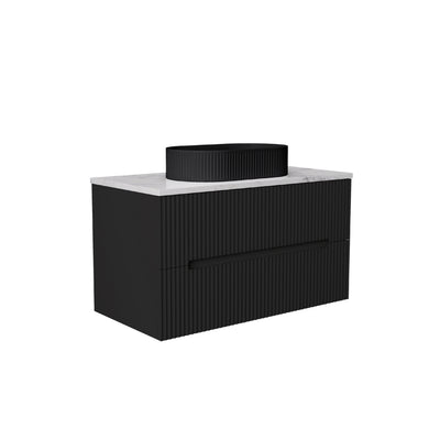 LUKKA CABARITA MODERN MATTE BLACK 900MM SINGLE BOWL WALL HUNG VANITY