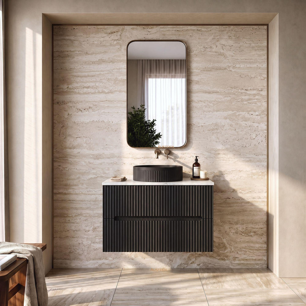 LUKKA CABARITA MODERN MATTE BLACK 900MM SINGLE BOWL WALL HUNG VANITY