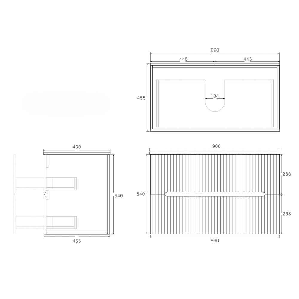 LUKKA CABARITA MODERN MATTE BLACK 900MM SINGLE BOWL WALL HUNG VANITY