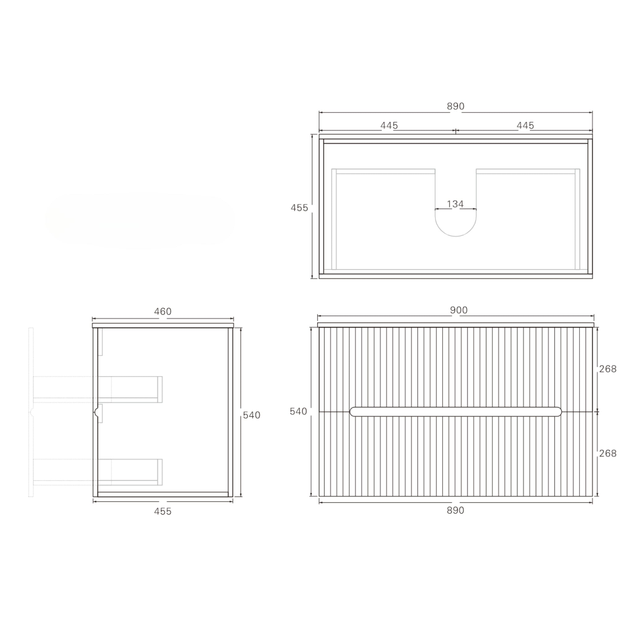LUKKA CABARITA MATTE WHITE 900MM SINGLE BOWL WALL HUNG VANITY