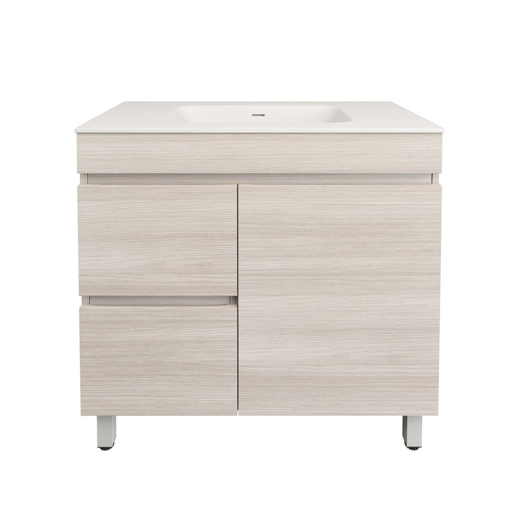 LUKKA CAMDEN MODERN COASTAL OAK 900MM SINGLE BOWL FLOOR STANDING VANITY (AVAILABLE IN LEFT AND RIGHT HAND DRAWER)