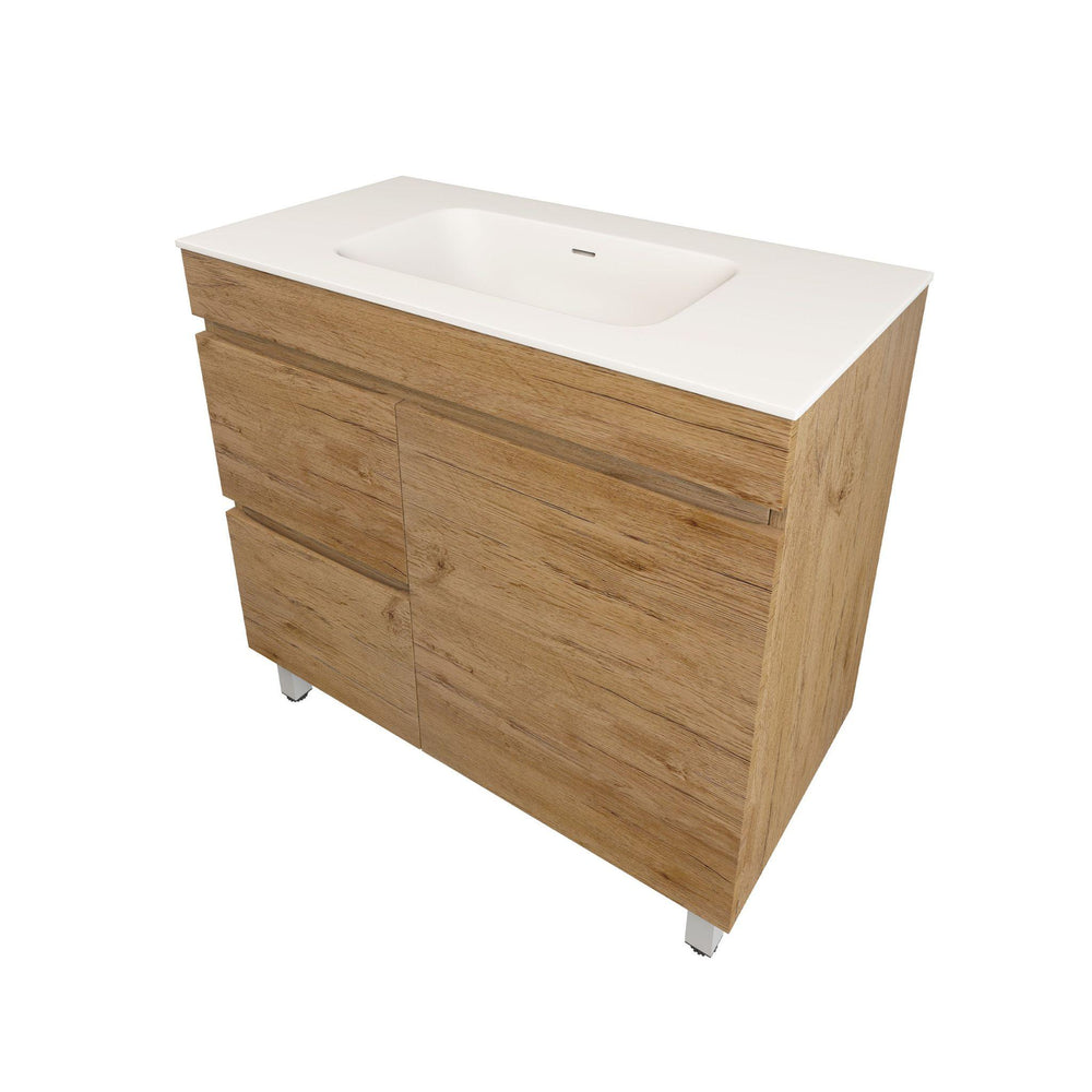 LUKKA CAMDEN MODERN PRIME OAK 900MM SINGLE BOWL FLOOR STANDING VANITY