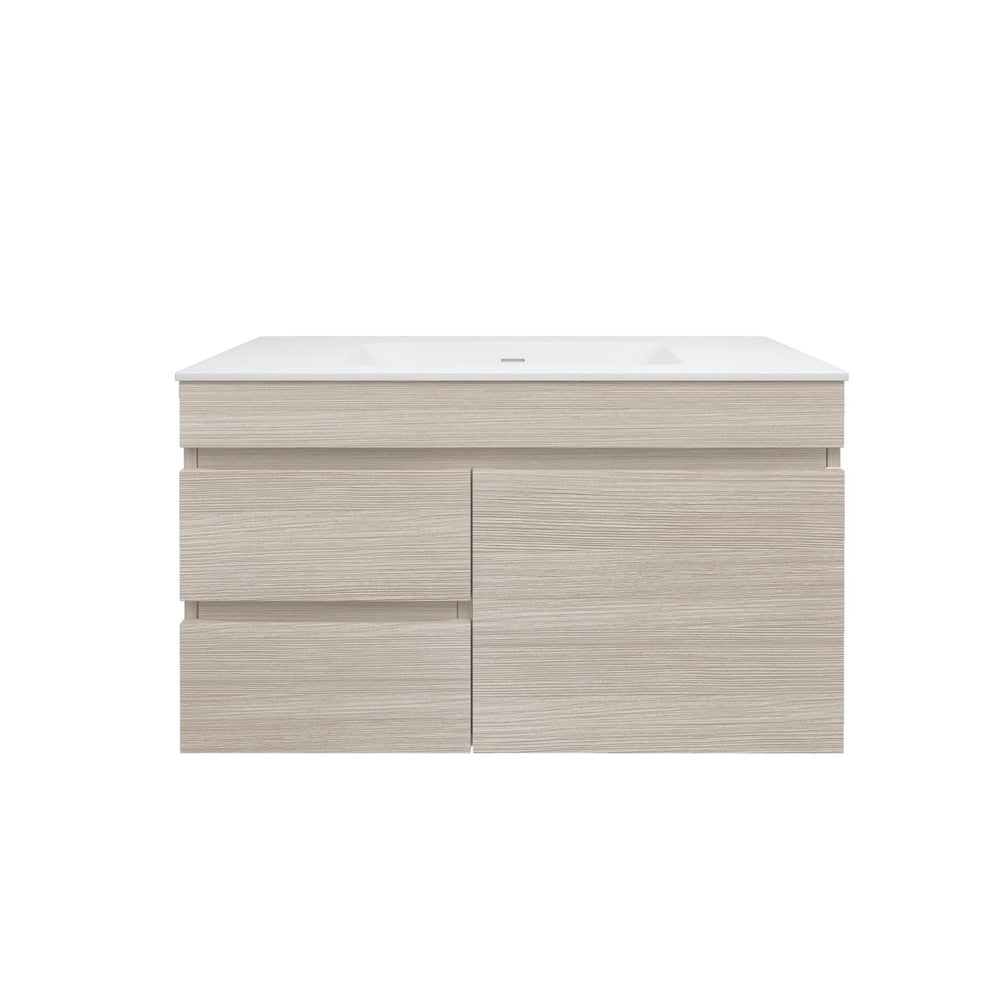 LUKKA CAMDEN MODERN COASTAL OAK 900MM SINGLE BOWL WALL HUNG VANITY