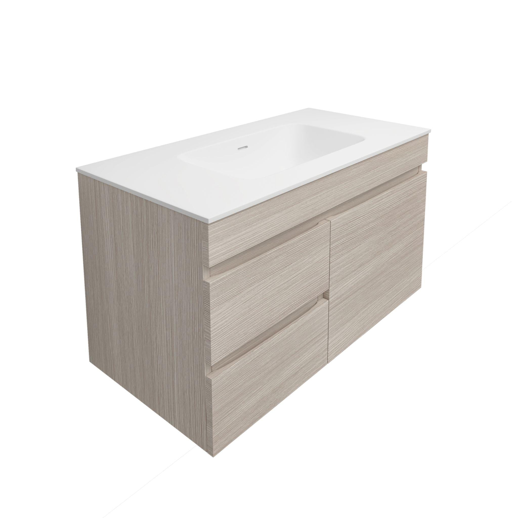 LUKKA CAMDEN MODERN COASTAL OAK 900MM SINGLE BOWL WALL HUNG VANITY