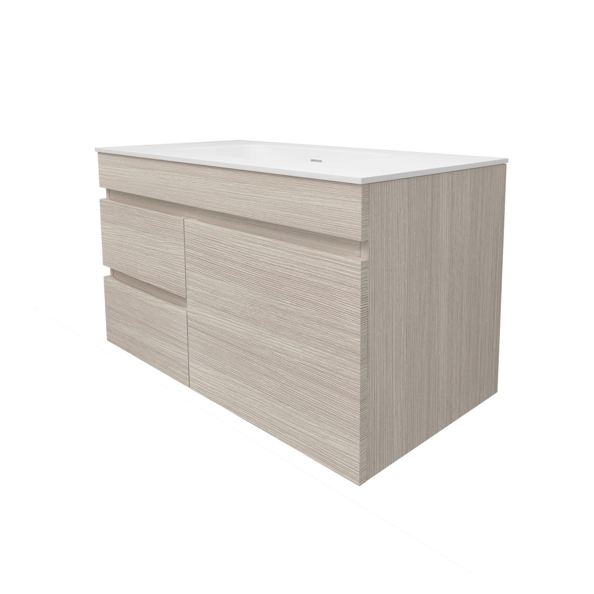 LUKKA CAMDEN MODERN COASTAL OAK 900MM SINGLE BOWL WALL HUNG VANITY