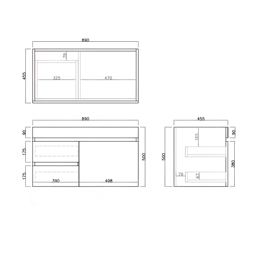 LUKKA CAMDEN MODERN COASTAL OAK 900MM SINGLE BOWL WALL HUNG VANITY