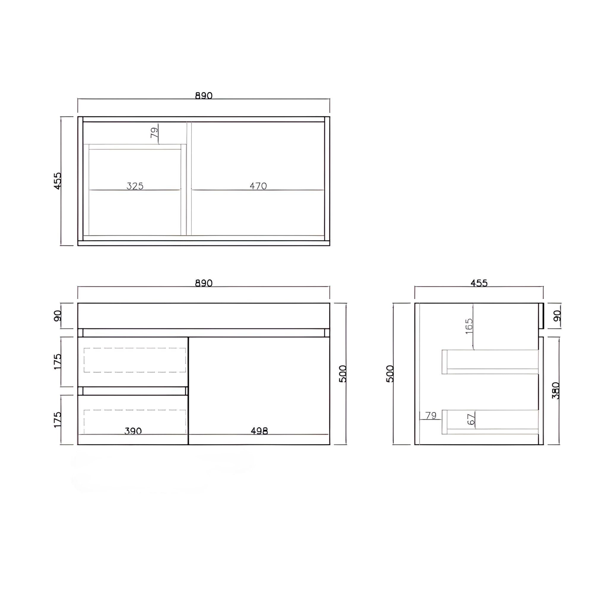 LUKKA CAMDEN MODERN COASTAL OAK 900MM SINGLE BOWL WALL HUNG VANITY