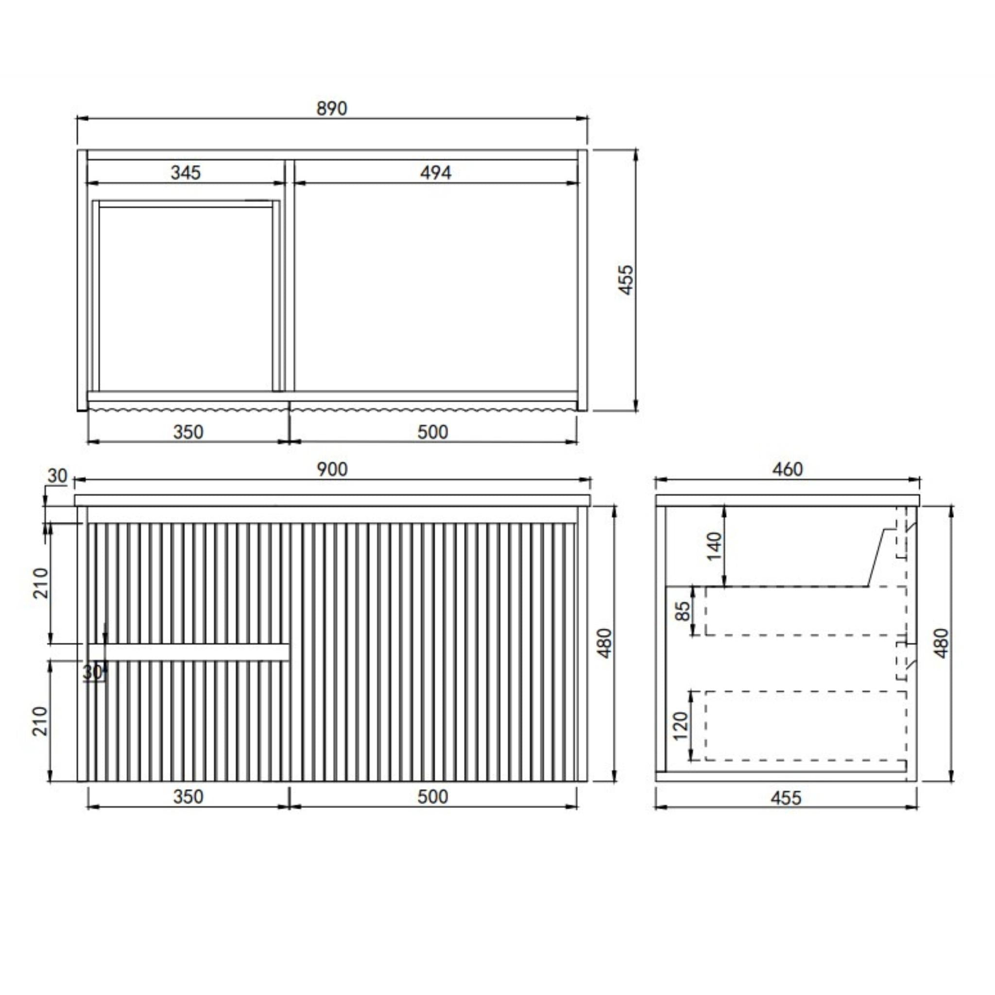 LUKKA CRETE MODERN MATTE WHITE 900MM SINGLE BOWL WALL HUNG VANITY (AVAILABLE IN LEFT AND RIGHT HAND DRAWER)