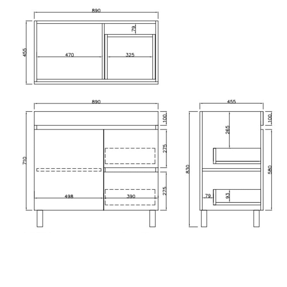 LUKKA CAMDEN MODERN COASTAL OAK 900MM SINGLE BOWL FLOOR STANDING VANITY (AVAILABLE IN LEFT AND RIGHT HAND DRAWER)