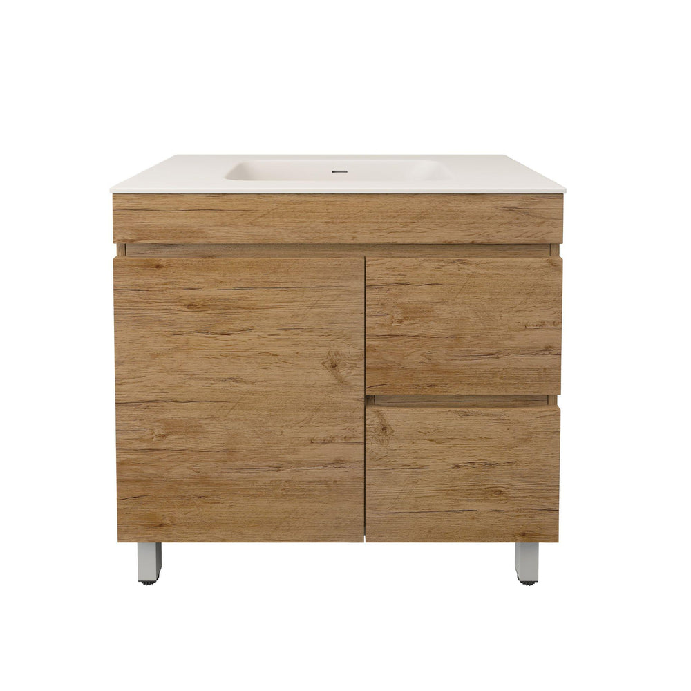 LUKKA CAMDEN MODERN PRIME OAK 900MM SINGLE BOWL FLOOR STANDING VANITY (AVAILABLE IN LEFT AND RIGHT HAND DRAWER)