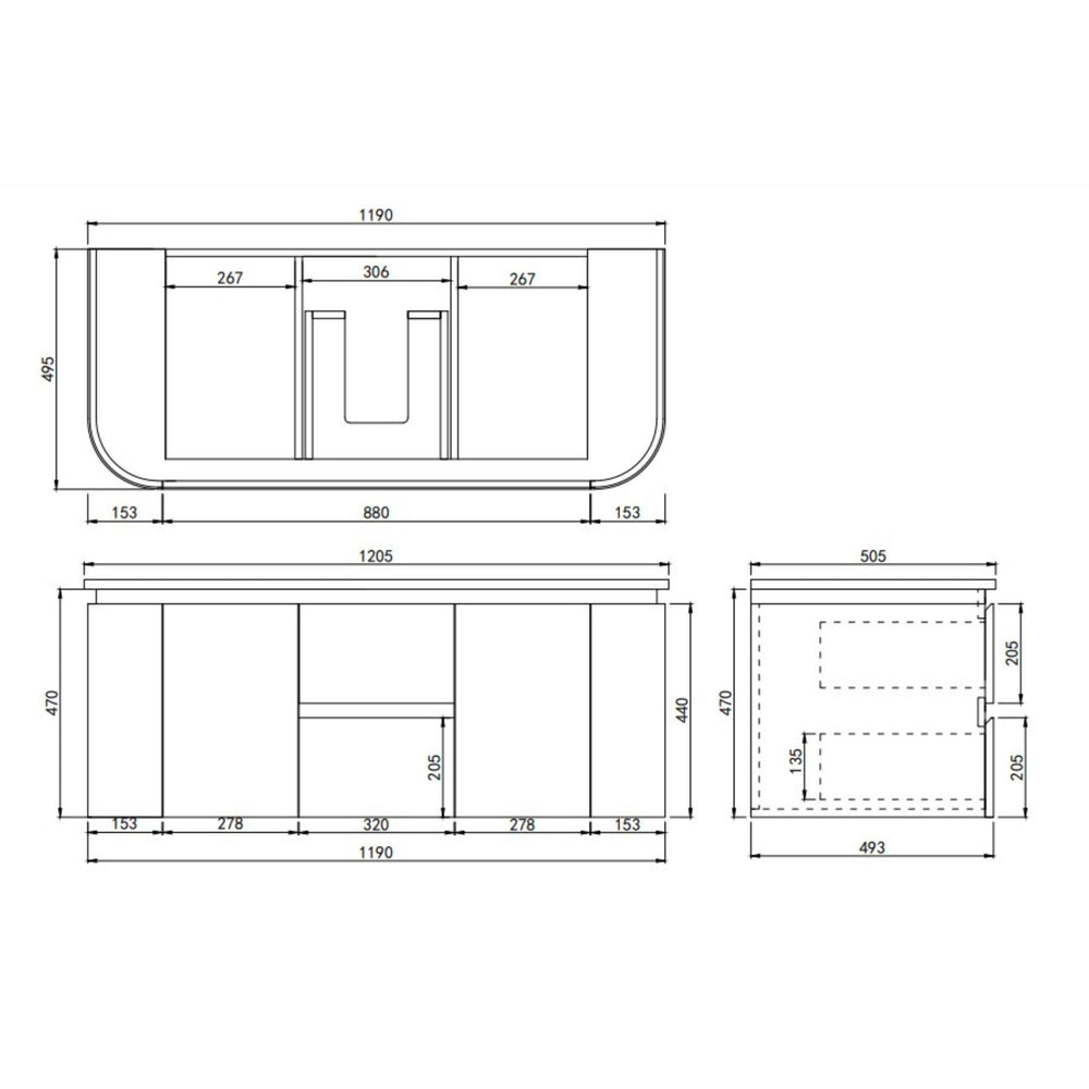LUKKA DEVITO MATTE WHITE 1200MM CURVE DOUBLE BOWL WALL HUNG VANITY