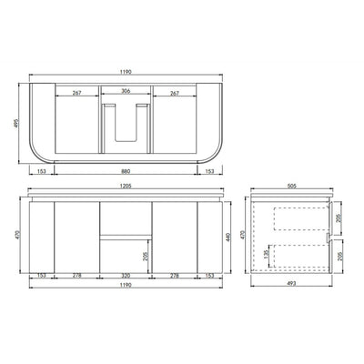 LUKKA DEVITO MATTE WHITE 1200MM CURVE DOUBLE BOWL WALL HUNG VANITY