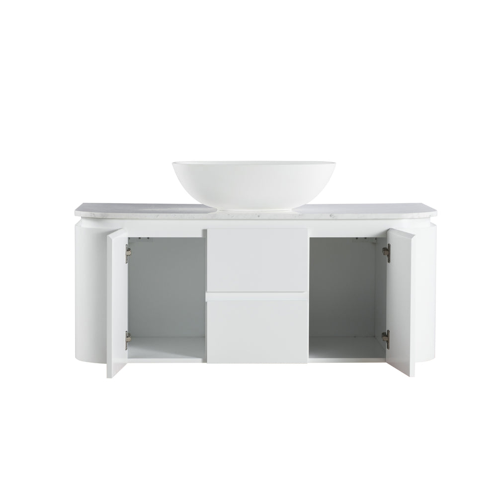 LUKKA DEVITO MATTE WHITE 1200MM CURVE SINGLE BOWL WALL HUNG VANITY