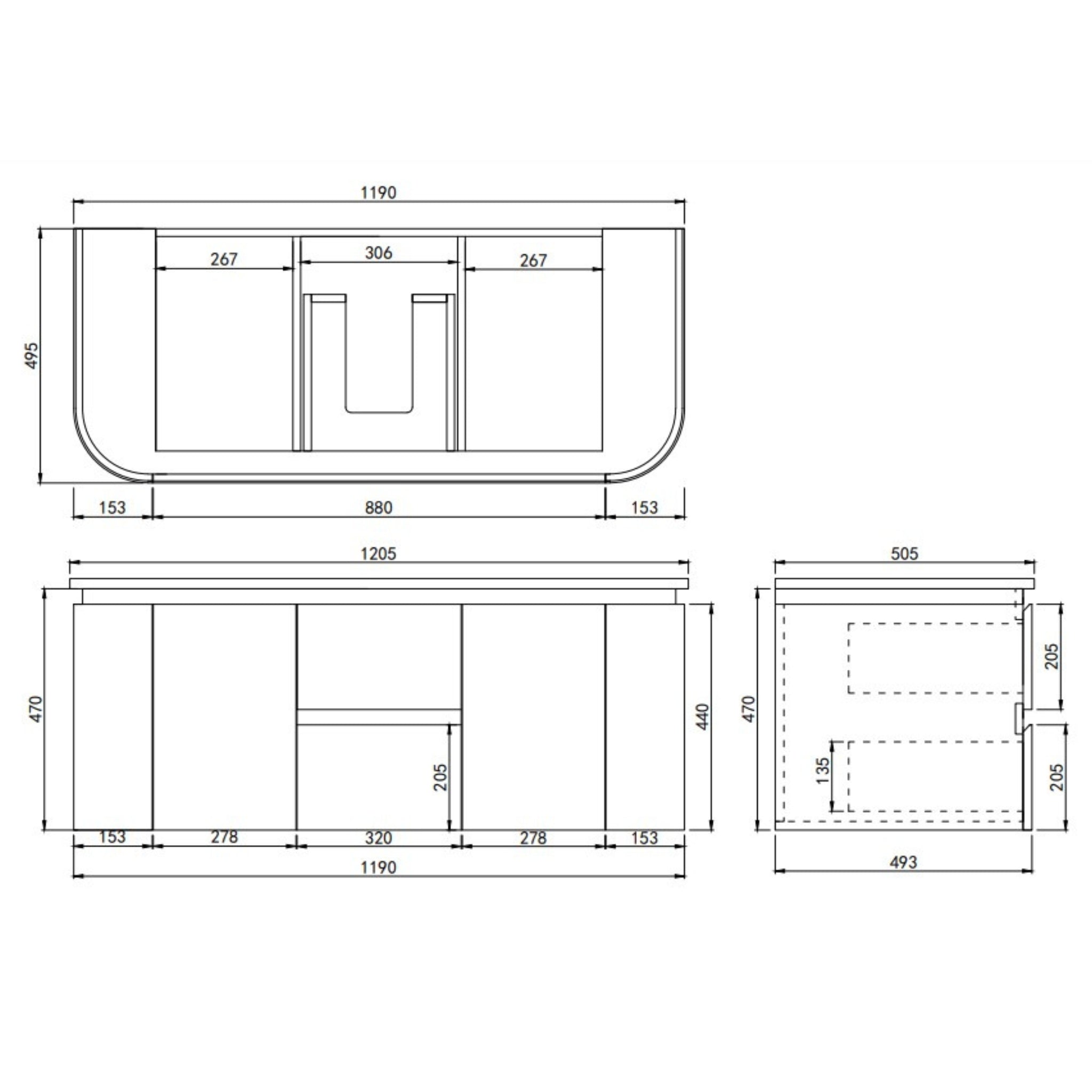 LUKKA DEVITO WHITE 1200MM CURVE SINGLE BOWL WALL HUNG VANITY