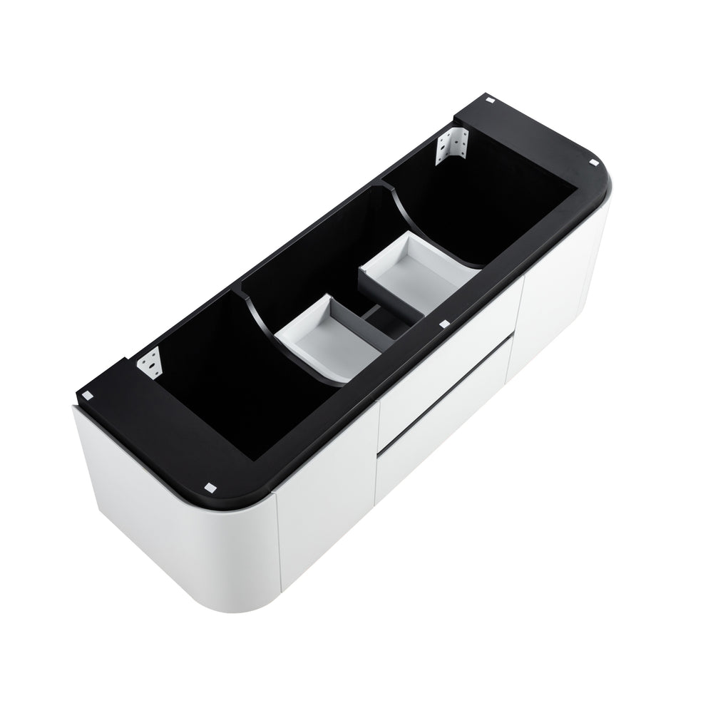 LUKKA DEVITO WHITE 1500MM CURVE DOUBLE BOWL WALL HUNG VANITY