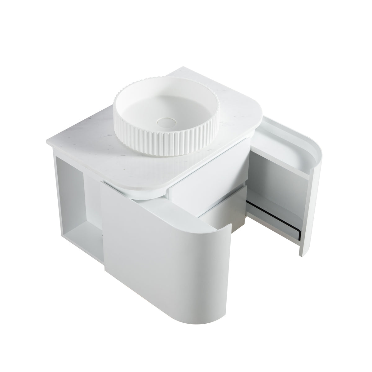 LUKKA DEVITO MATTE WHITE 750MM CURVE SINGLE BOWL WALL HUNG VANITY