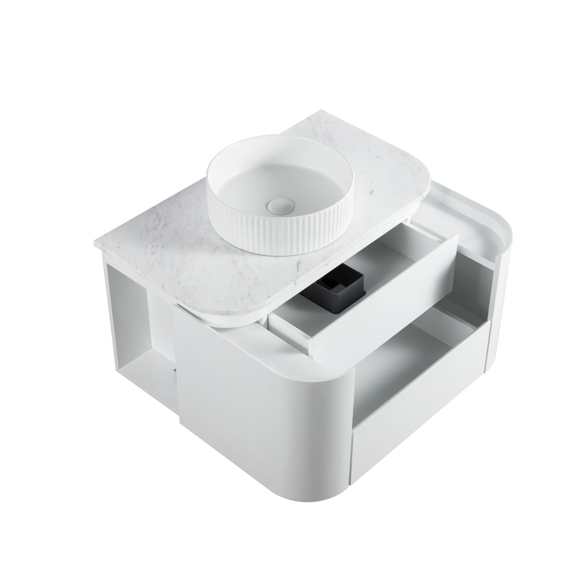 LUKKA DEVITO MATTE WHITE 900MM CURVE SINGLE BOWL WALL HUNG VANITY