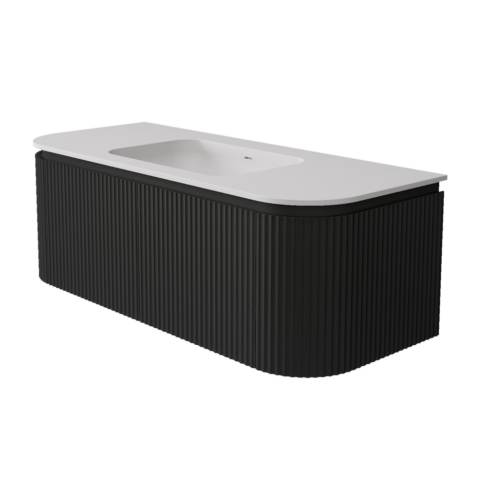 LUKKA ESTELLA MATTE BLACK 1200MM CURVE SINGLE BOWL WALL HUNG VANITY