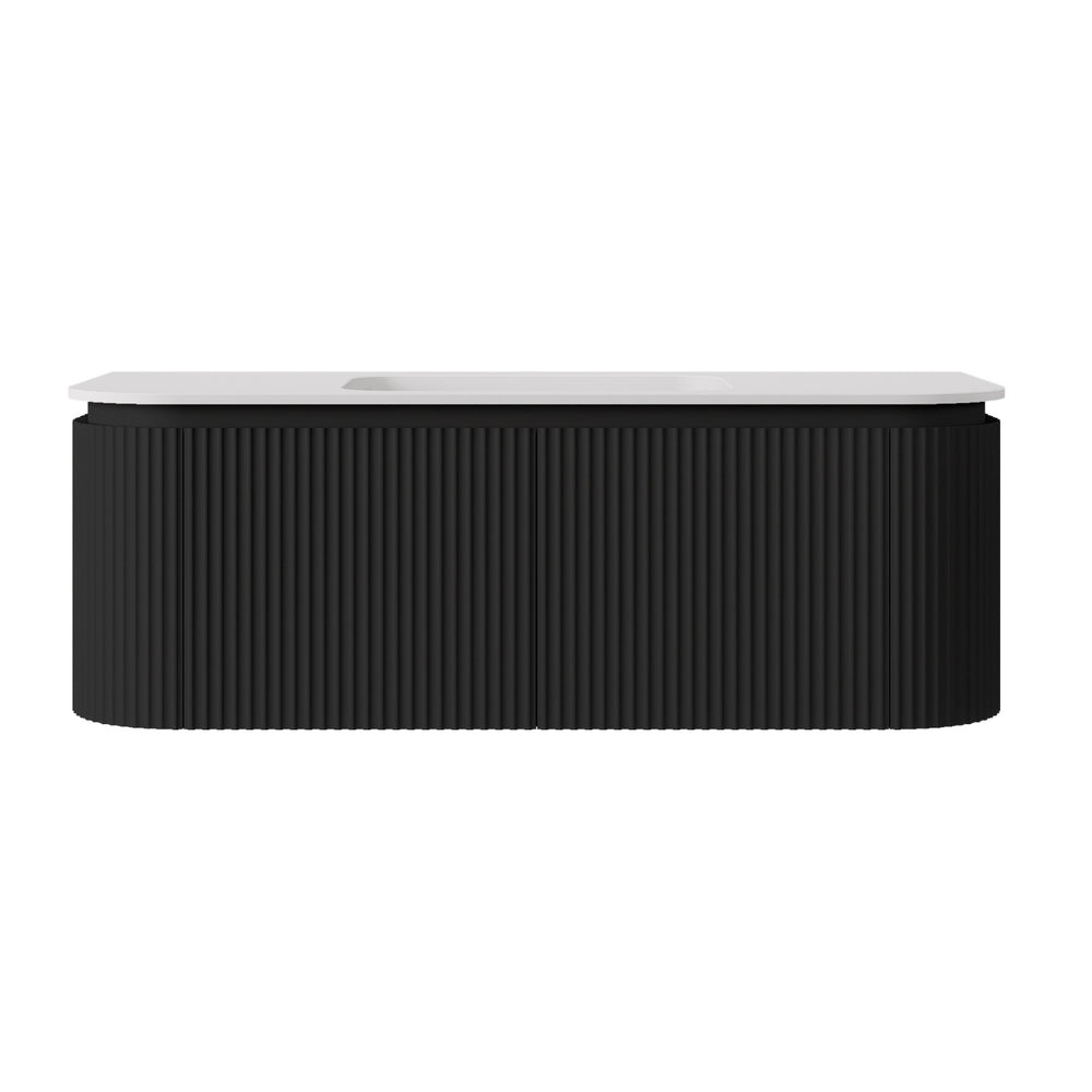 LUKKA ESTELLA MATTE BLACK 1200MM CURVE SINGLE BOWL WALL HUNG VANITY