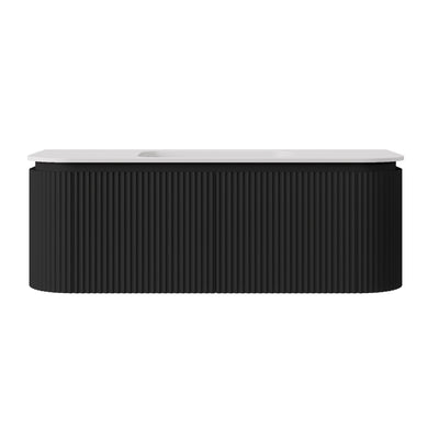 LUKKA ESTELLA MATTE BLACK 1200MM CURVE SINGLE BOWL WALL HUNG VANITY