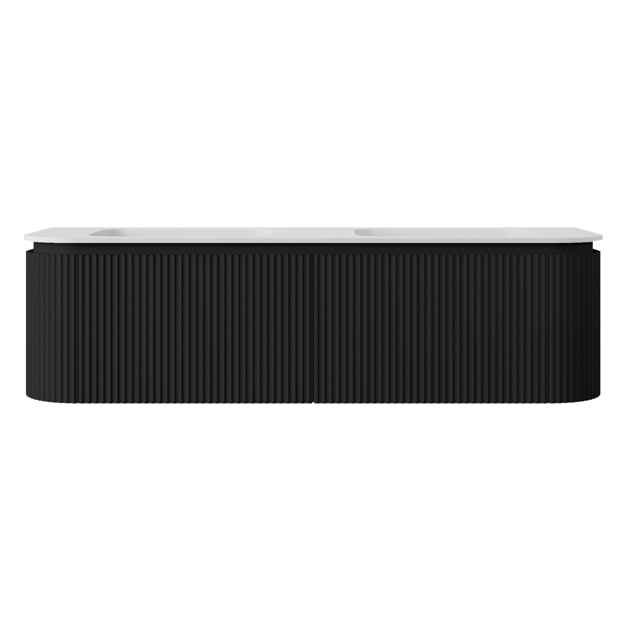 LUKKA ESTELLA MATTE BLACK 1500MM CURVE DOUBLE BOWL WALL HUNG VANITY