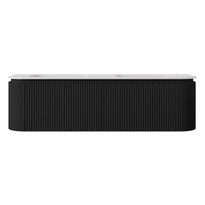 LUKKA ESTELLA MATTE BLACK 1500MM CURVE DOUBLE BOWL WALL HUNG VANITY