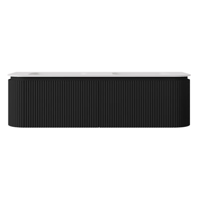 LUKKA ESTELLA MATTE BLACK 1500MM CURVE DOUBLE BOWL WALL HUNG VANITY
