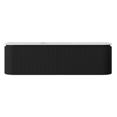LUKKA ESTELLA MATTE BLACK 1500MM CURVE SINGLE BOWL WALL HUNG VANITY