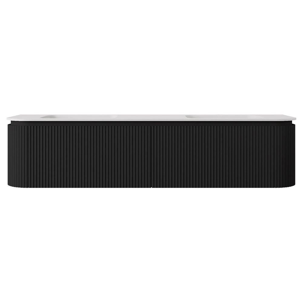 LUKKA ESTELLA MATTE BLACK 1800MM CURVE DOUBLE BOWL WALL HUNG VANITY