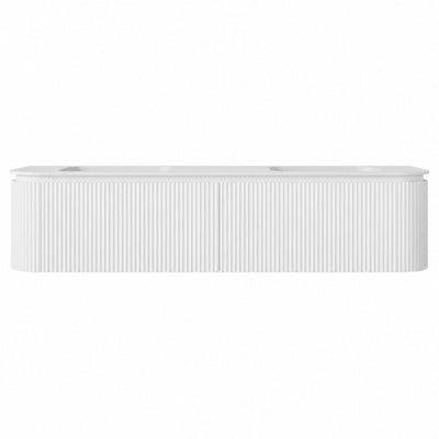 LUKKA ESTELLA MATTE WHITE 1800MM CURVE DOUBLE BOWL WALL HUNG VANITY