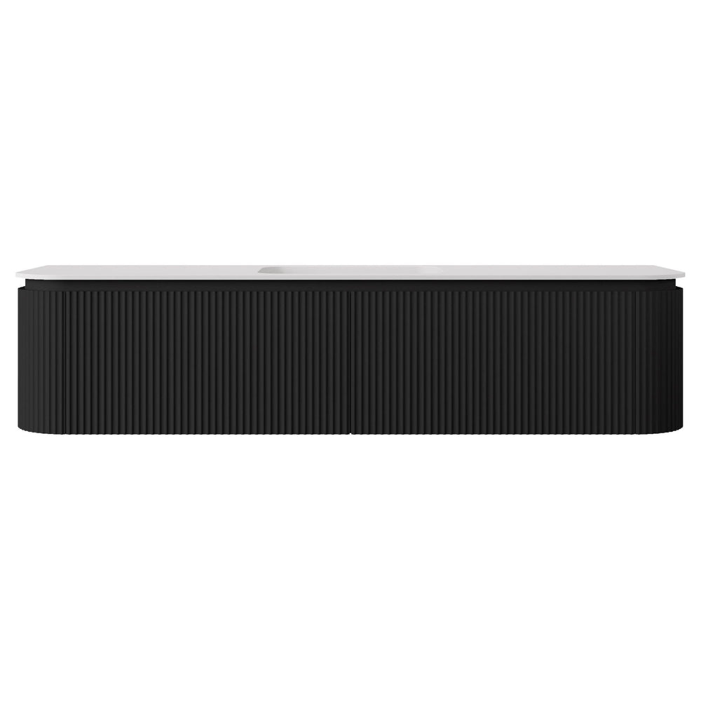 LUKKA ESTELLA MATTE BLACK 1800MM CURVE SINGLE BOWL WALL HUNG VANITY
