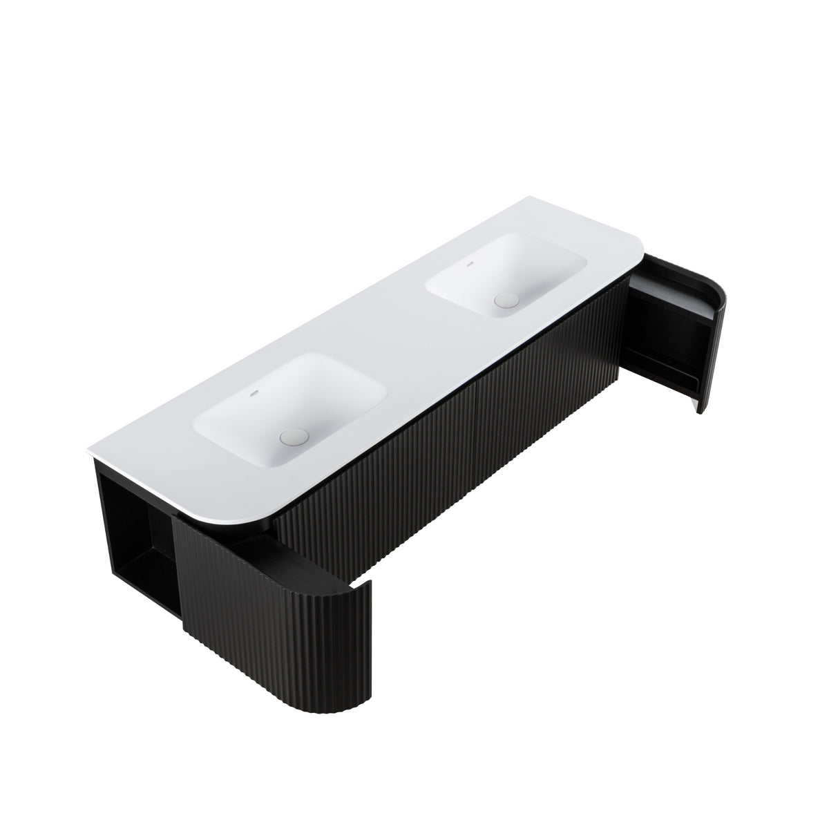 LUKKA ESTELLA MATTE BLACK 1800MM CURVE SINGLE BOWL WALL HUNG VANITY